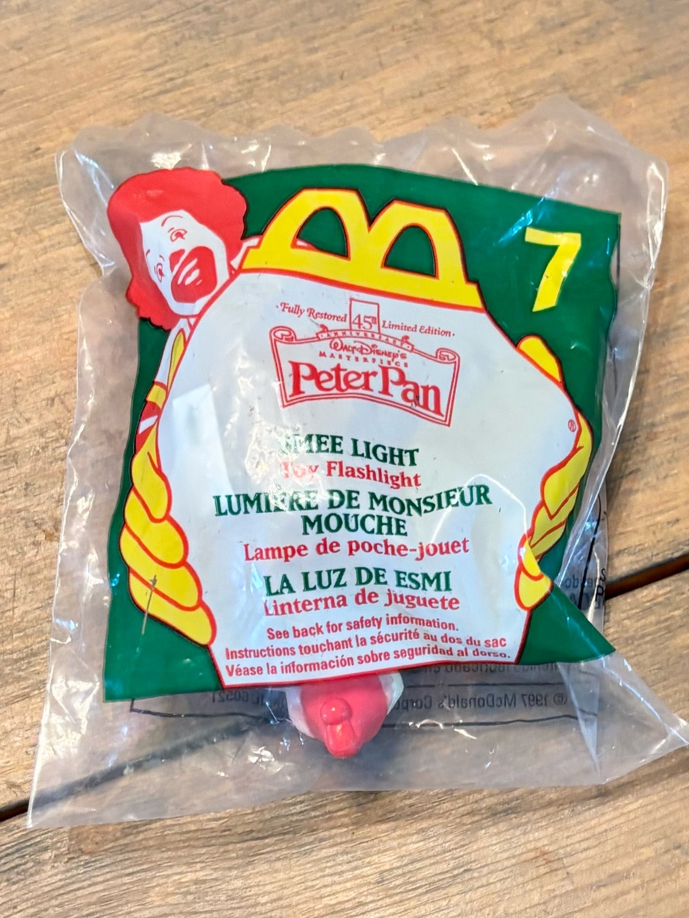 Vintage McDonald's Peter Pan Toy Smee Light 1997